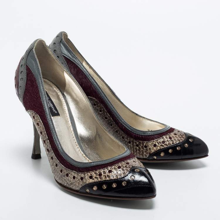Pre Owned Dolce & Gabbana  Multicolor Snakeskin and Suede Pumps Size 36.5