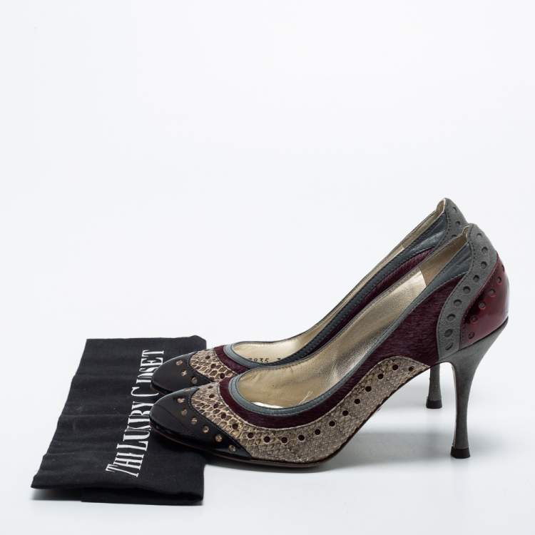 Pre Owned Dolce & Gabbana  Multicolor Snakeskin and Suede Pumps Size 36.5