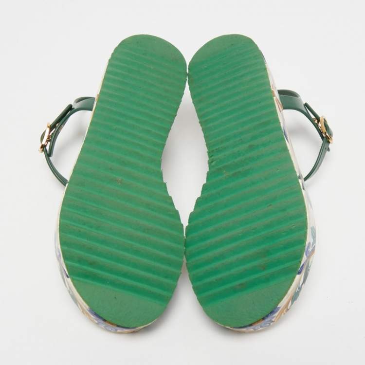 Pre Owned Dolce & Gabbana Multicolor Rubber Jewel Embellished Thong Sandals Size 37