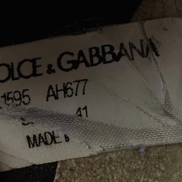 Pre Owned Dolce & Gabbana Black/White Knit Fabric Sorrento Slip On Sneakers Size 41