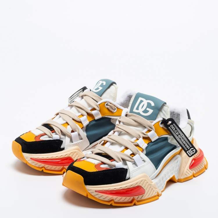 مملوكة مسبقًا Dolce & Gabbana Multicolor Neoprene and Suede Airmaster Sneakers Size 37
