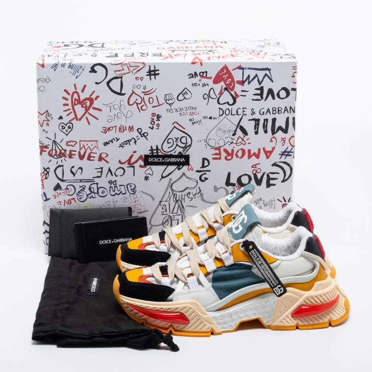 مملوكة مسبقًا Dolce & Gabbana Multicolor Neoprene and Suede Airmaster Sneakers Size 37