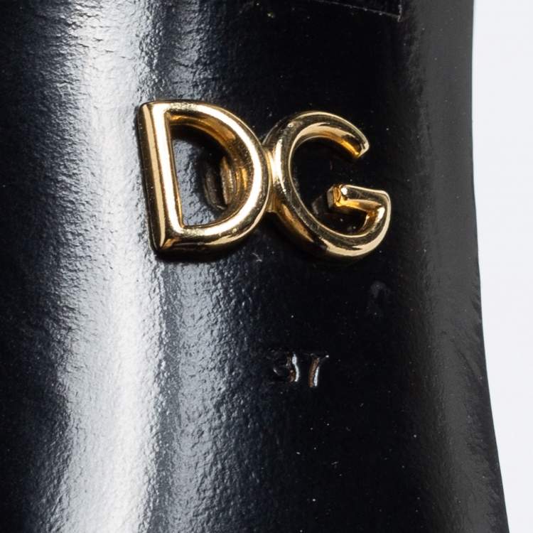 Pre Owned Dolce & Gabbana Black Patent Leather Cutout Bow  Pumps Size 37