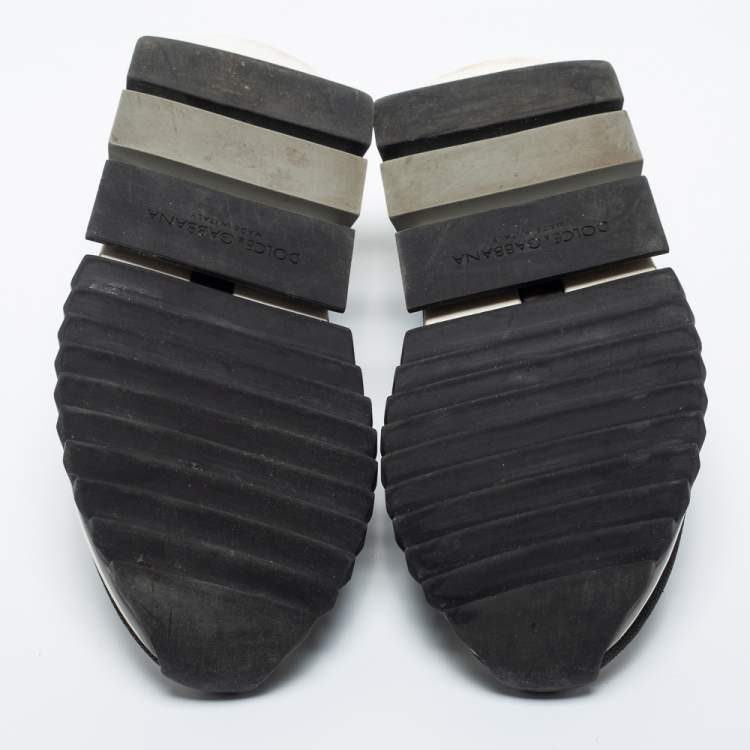 Pre Owned Dolce & Gabbana Black Knit Fabric Sorrento Slip On Sneakers Size 37