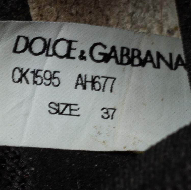 Pre Owned Dolce & Gabbana Black Knit Fabric Sorrento Slip On Sneakers Size 37
