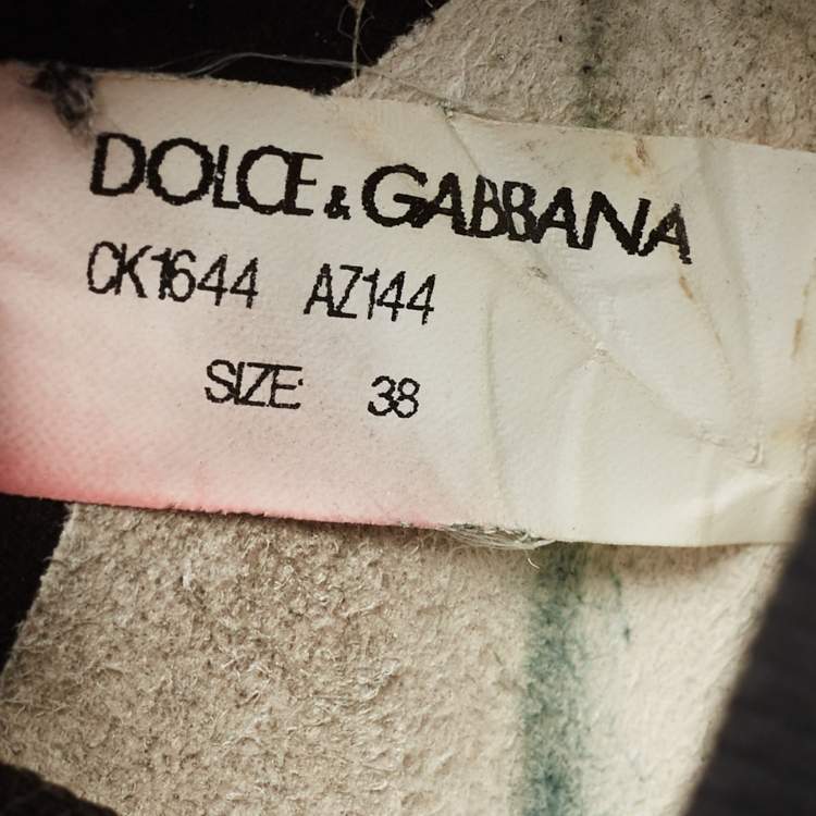 Pre Owned Dolce & Gabbana Black/Silver Crystal Embellished Knit Fabric Sorrento Sneakers Size 38