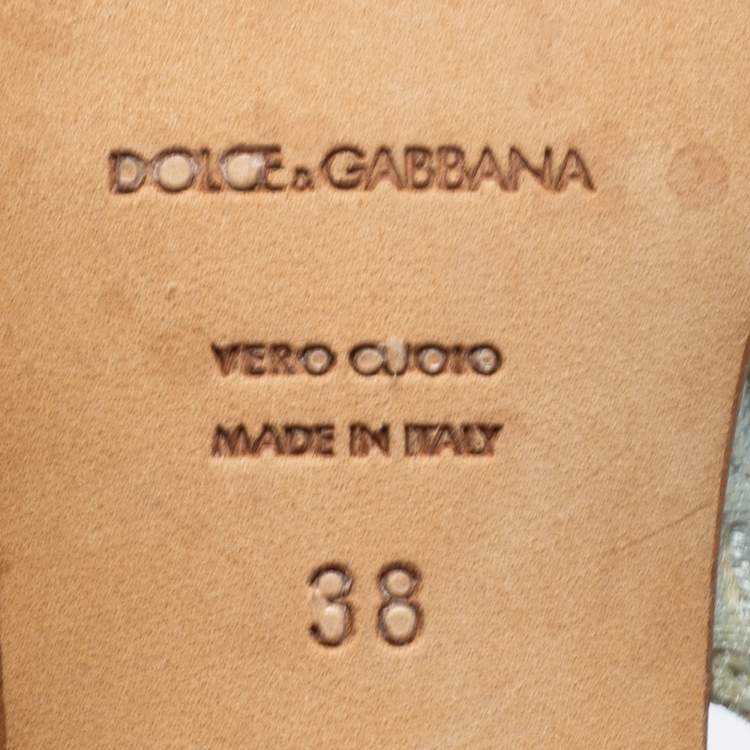 Pre Owned Dolce & Gabbana Light Blue Brocade Fabric Slingback Pumps Size 38