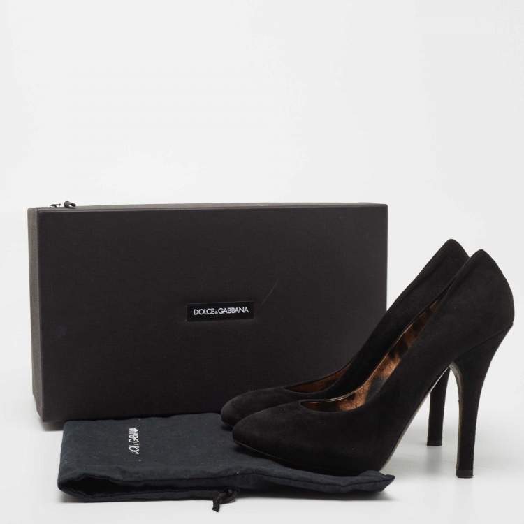Pre Owned Dolce & Gabbana Black Suede Pointed Toe Pumps Size 37.5