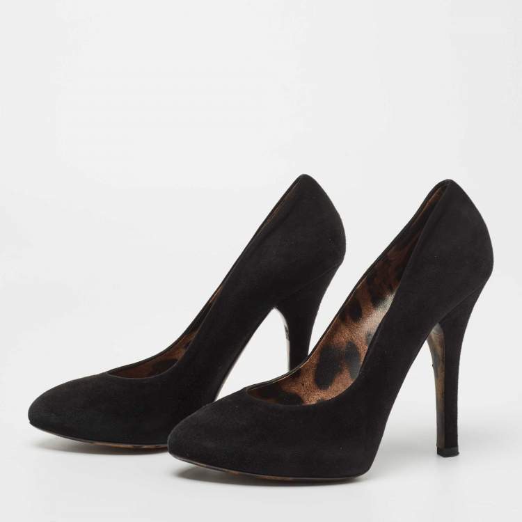 Pre Owned Dolce & Gabbana Black Suede Pointed Toe Pumps Size 37.5