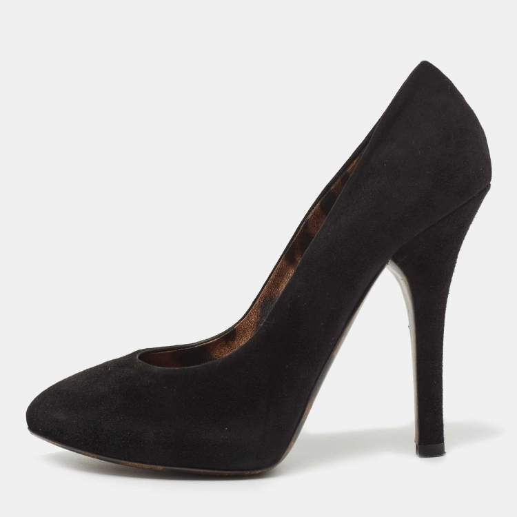 Pre Owned Dolce & Gabbana Black Suede Pointed Toe Pumps Size 37.5