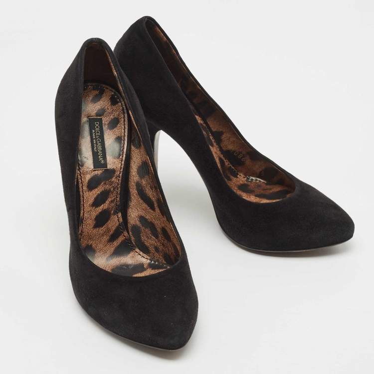 Pre Owned Dolce & Gabbana Black Suede Pointed Toe Pumps Size 37.5