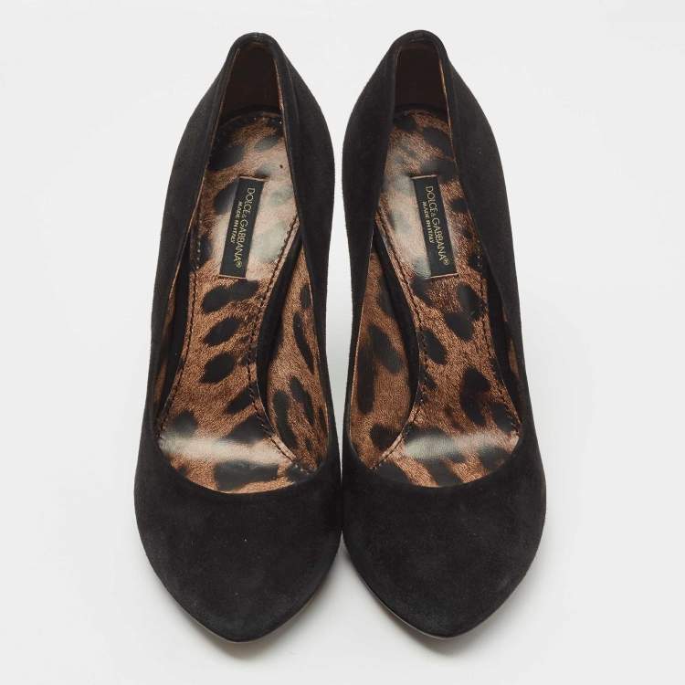 Pre Owned Dolce & Gabbana Black Suede Pointed Toe Pumps Size 37.5