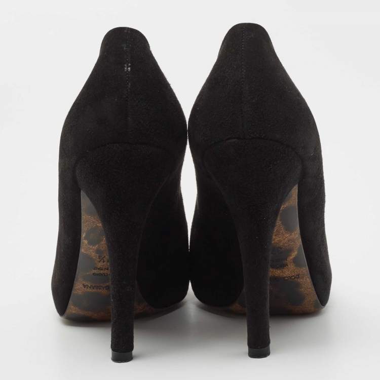 Pre Owned Dolce & Gabbana Black Suede Pointed Toe Pumps Size 37.5