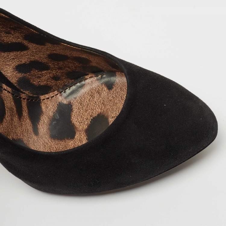 Pre Owned Dolce & Gabbana Black Suede Pointed Toe Pumps Size 37.5