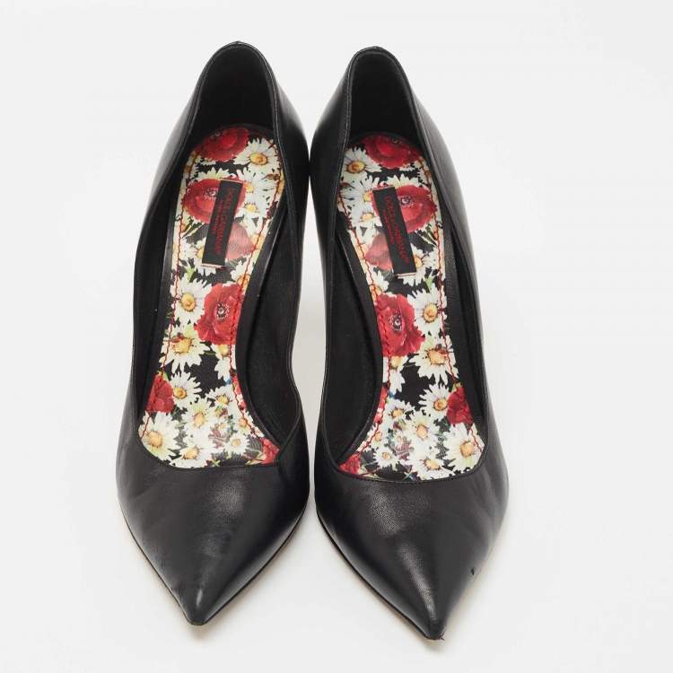 Pre Owned Dolce & Gabbana Black Leather Pointed Toe Pumps Size 40
