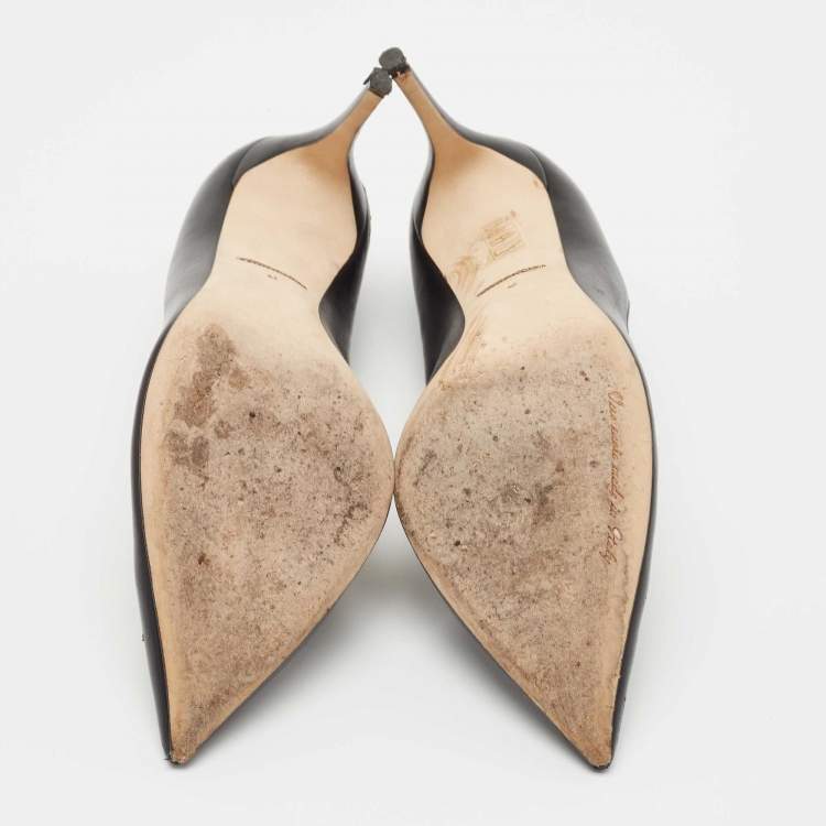 Pre Owned Dolce & Gabbana Black Leather Pointed Toe Pumps Size 40
