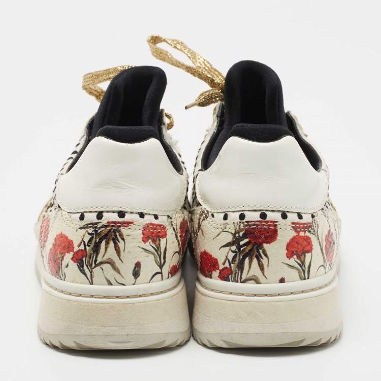 Pre Owned Dolce & Gabbana White/Black Leather and Fabric Sneakers Size 39.5