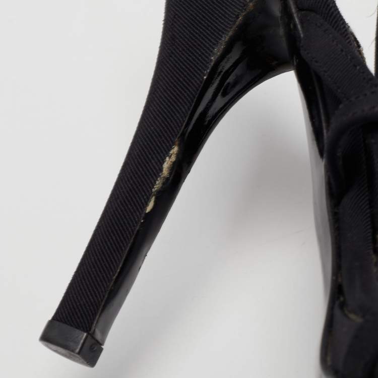 Pre Owned Dolce & Gabbana Black Canvas Strappy Sandals Size 37.5