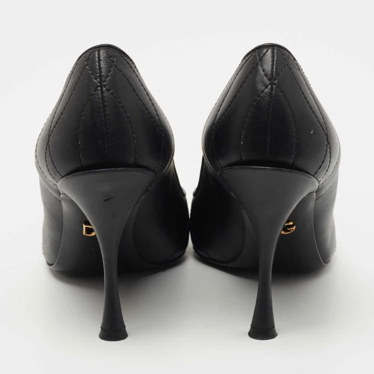 Pre Owned Dolce & Gabbana Black Leather Embellished Pumps Size 36