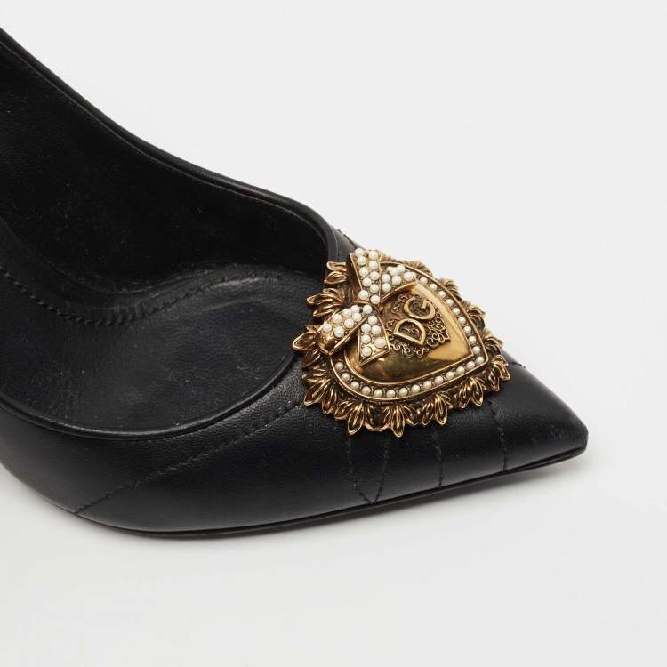 Pre Owned Dolce & Gabbana Black Leather Embellished Pumps Size 36