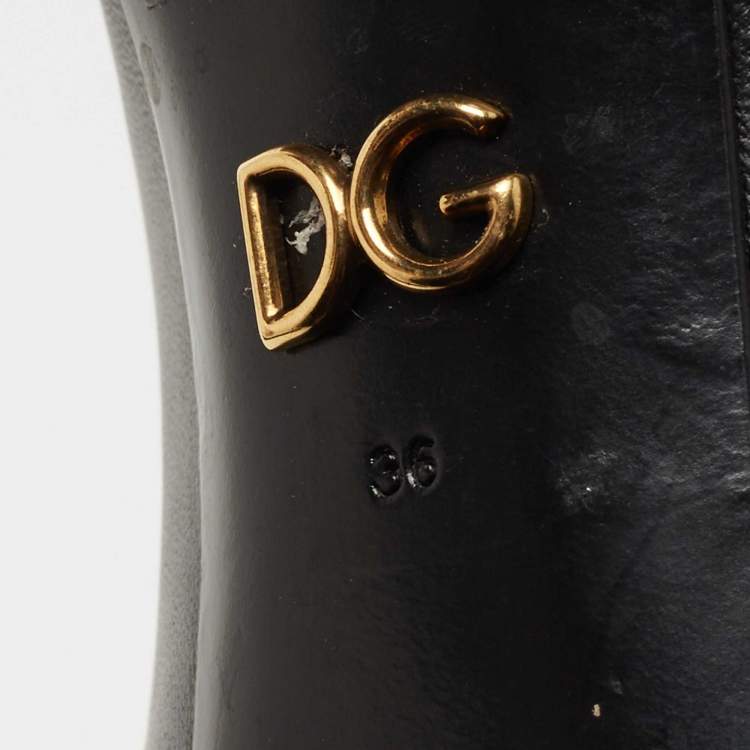 Pre Owned Dolce & Gabbana Black Leather Embellished Pumps Size 36