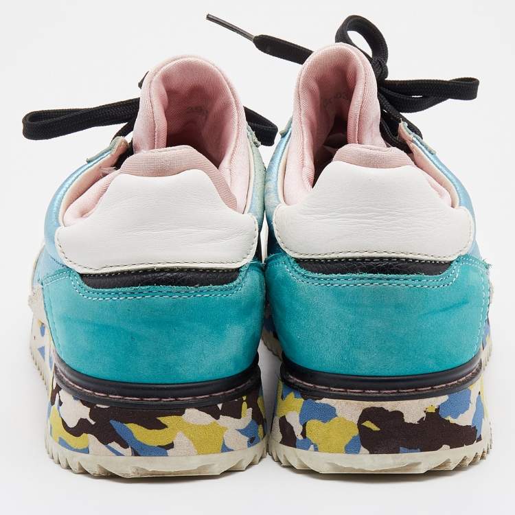Pre Owned Dolce & Gabbana Multicolor Leather and Fabric Low Top Sneakers Size 39.5