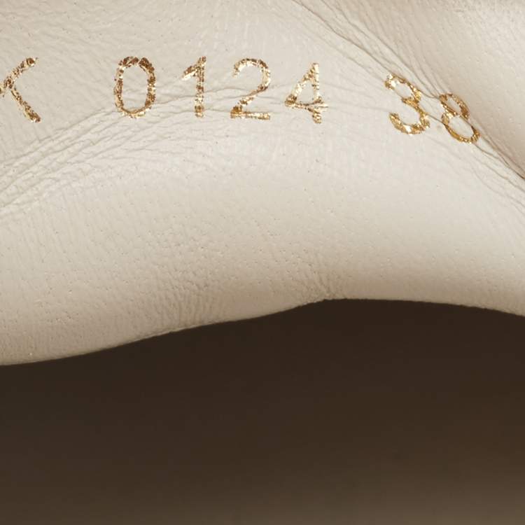 Pre Owned Dolce & Gabbana White/Gold Leather Portofino Sneakers Size 38