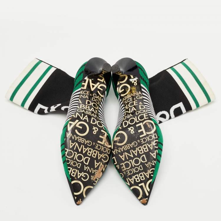 مملوكة مسبقًا Dolce & Gabbana Multicolor Knit Fabric Lori Jacquard Sock Boots Size 41