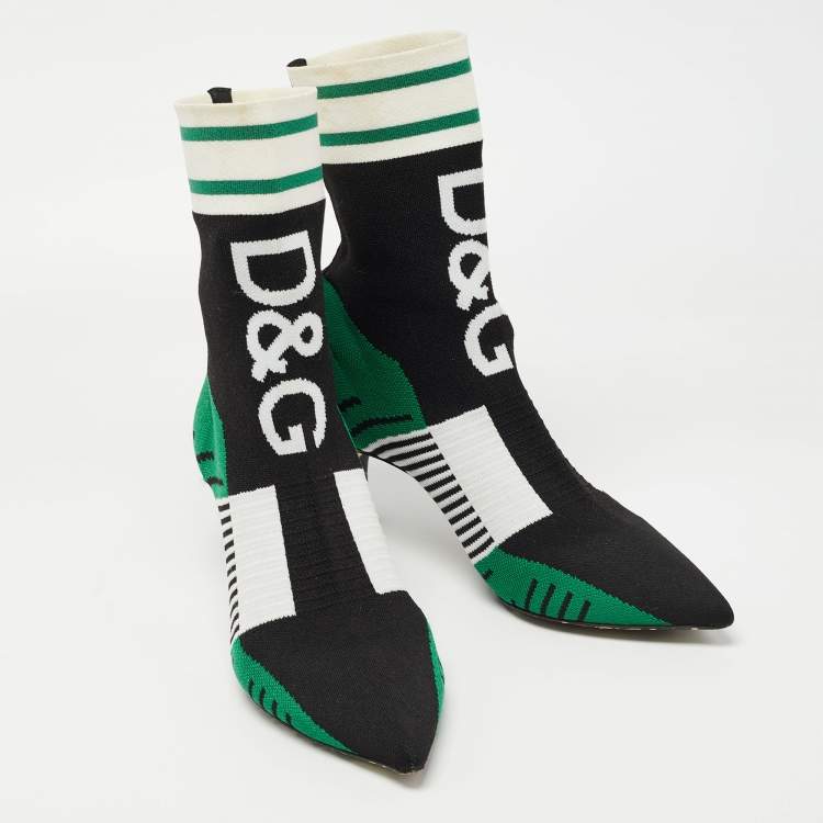 مملوكة مسبقًا Dolce & Gabbana Multicolor Knit Fabric Lori Jacquard Sock Boots Size 41