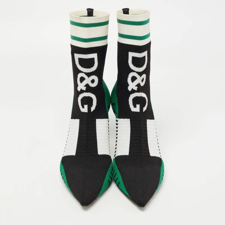 مملوكة مسبقًا Dolce & Gabbana Multicolor Knit Fabric Lori Jacquard Sock Boots Size 41