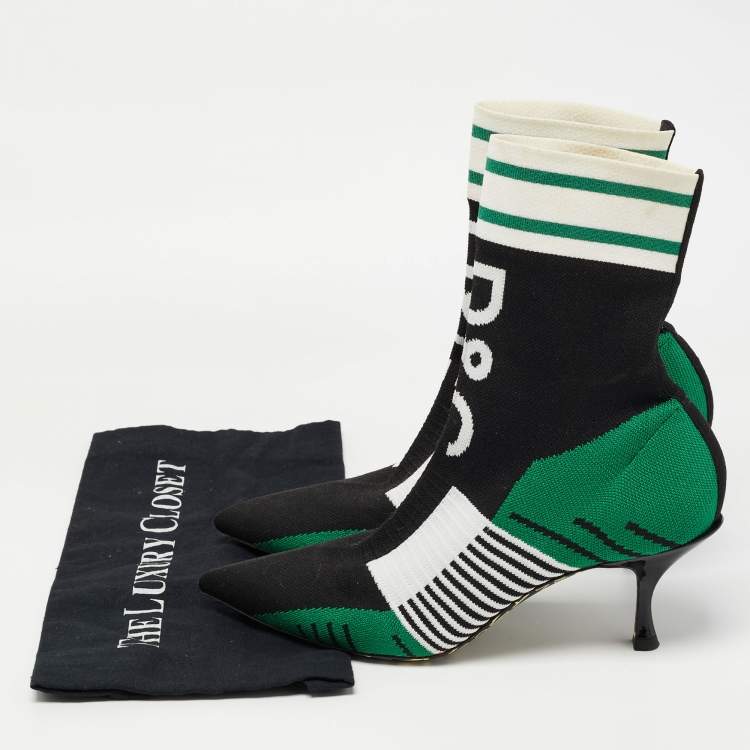 مملوكة مسبقًا Dolce & Gabbana Multicolor Knit Fabric Lori Jacquard Sock Boots Size 41