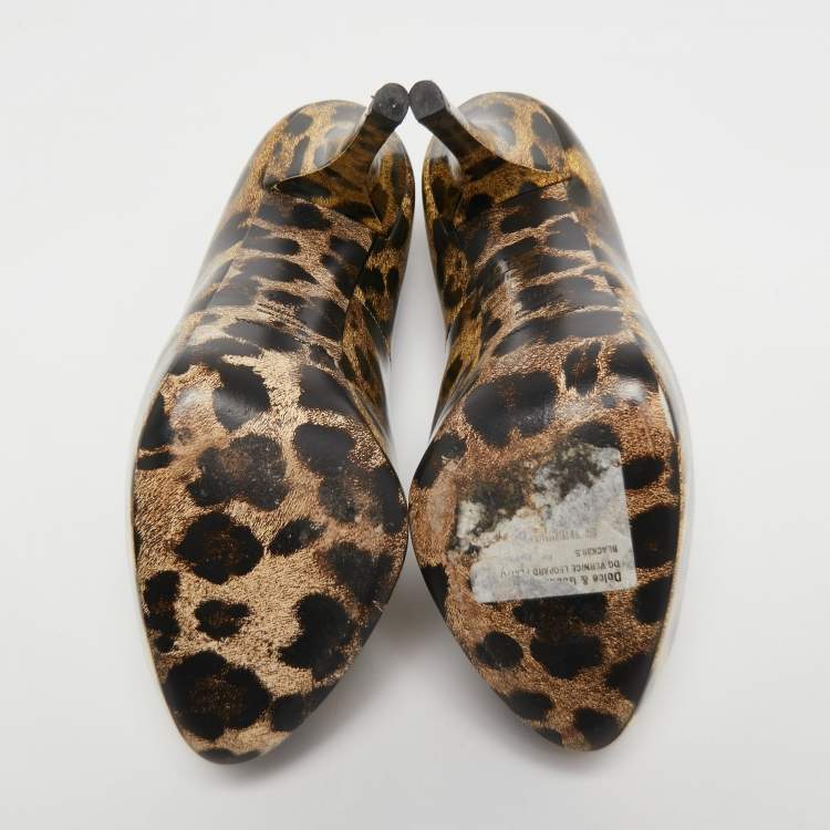 Pre Owned Dolce & Gabbana Two Tone Leopard Print Coated Canvas Platform Pumps Size 39.5