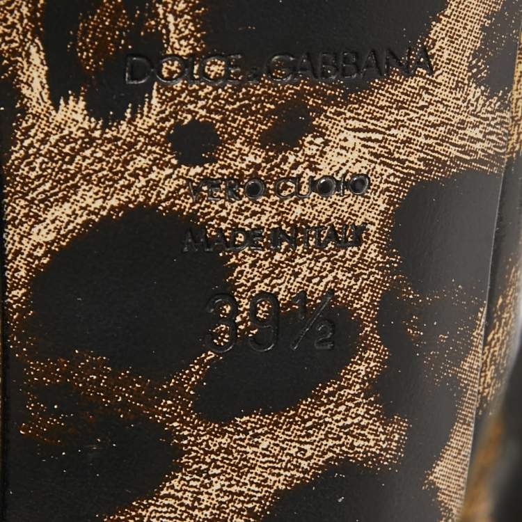 Pre Owned Dolce & Gabbana Two Tone Leopard Print Coated Canvas Platform Pumps Size 39.5