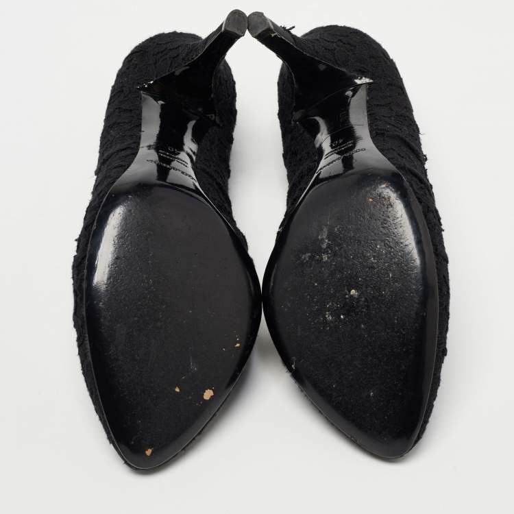 Pre Owned Dolce & Gabbana Black Lace and Satin Pointed Toe Pumps Size 40