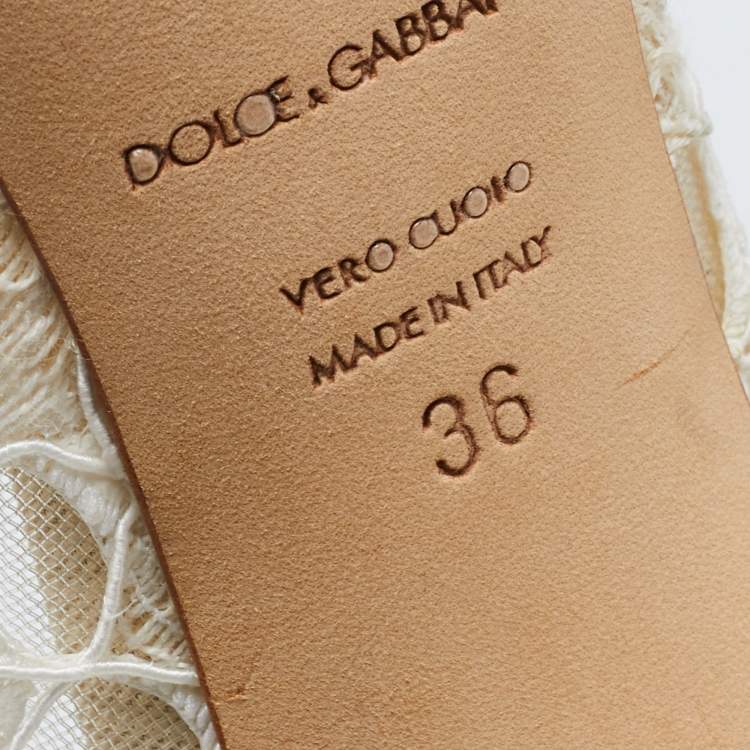 Pre Owned Dolce & Gabbana White Lace and Mesh Pointed Toe Pumps Size 36