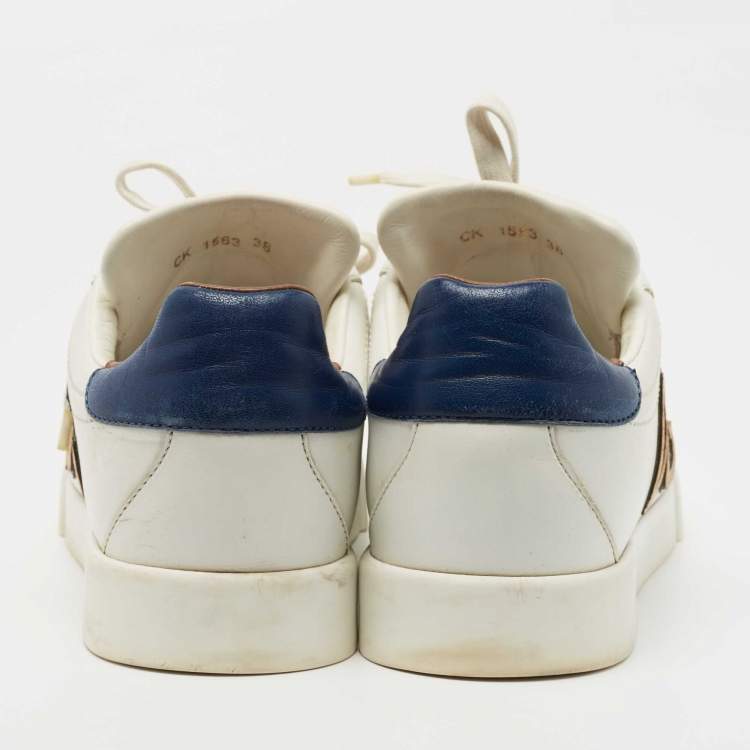 Pre Owned Dolce & Gabbana White Leather Sacred Heart Portofino Sneakers Size 38