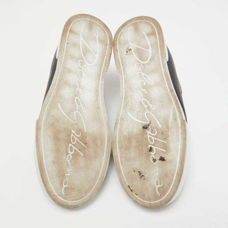 مملوكة مسبقًا Dolce & Gabbana Black Leather Low Top Sneakers Size 39.5