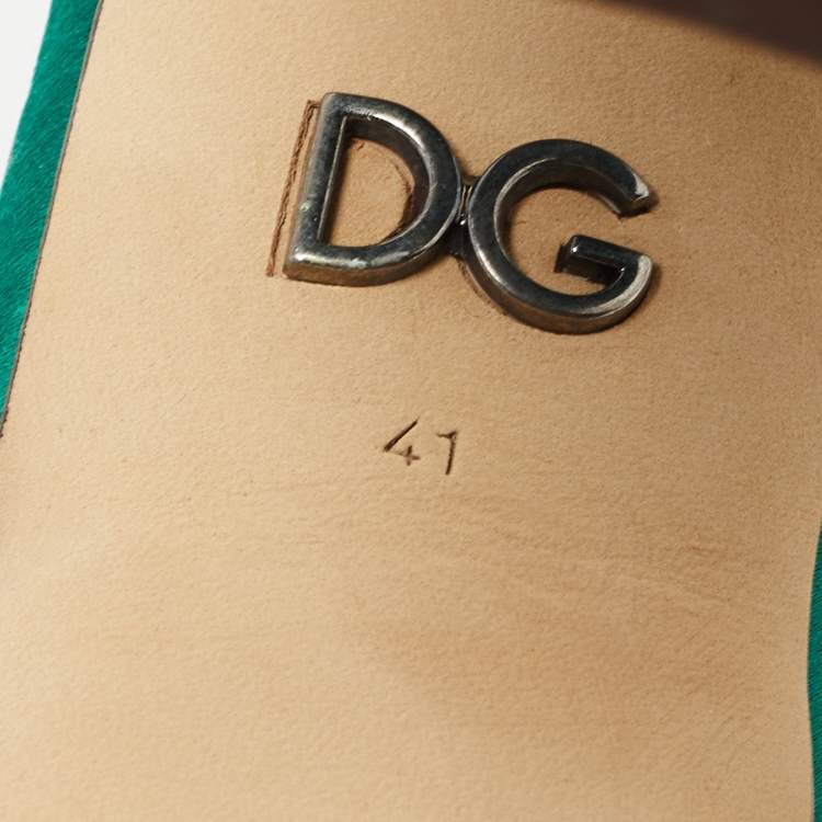 Pre Owned Dolce & Gabbana Green Lace and Satin  Keira Embellished Platform Sandals Size 41