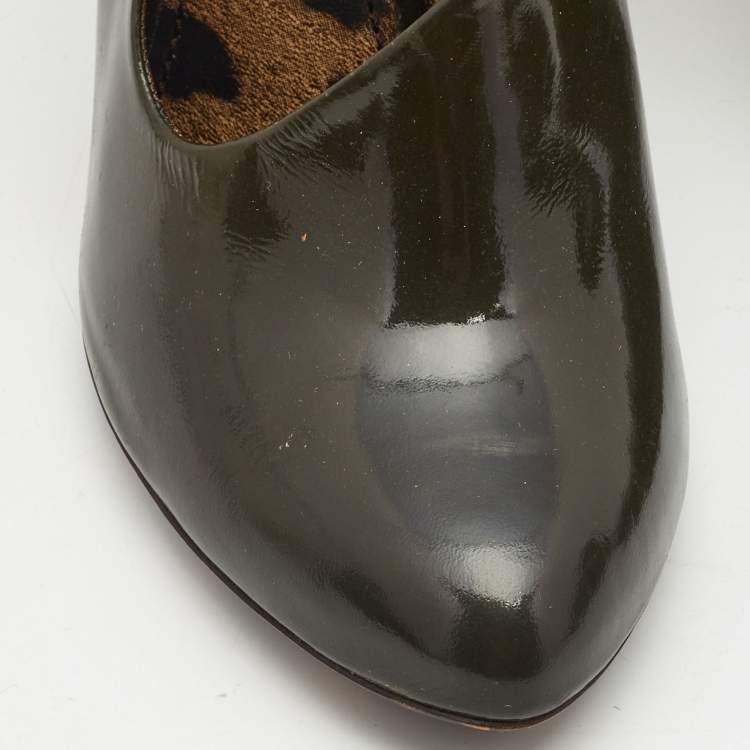Pre Owned Dolce & Gabbana Olive Green Patent Leather Pumps Size 39.5