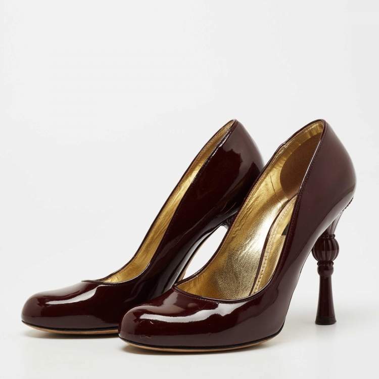 Burgundy patent pumps best sale