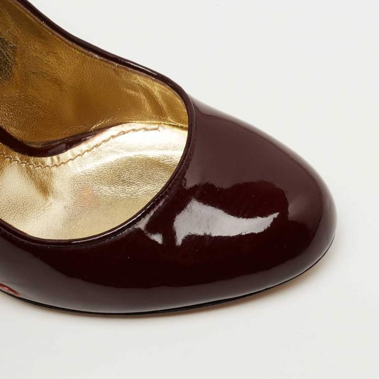 Pre Owned Dolce & Gabbana Burgundy Patent Leather Around Toe Pumps Size 38