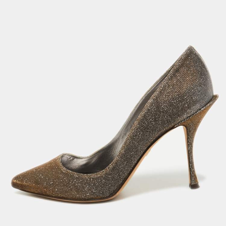 Pre Owned Dolce & Gabbana Metallic Lurex Fabric Lori Pumps Size 41