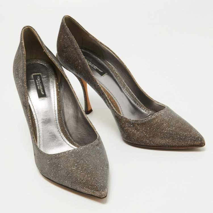 Pre Owned Dolce & Gabbana Metallic Lurex Fabric Lori Pumps Size 41