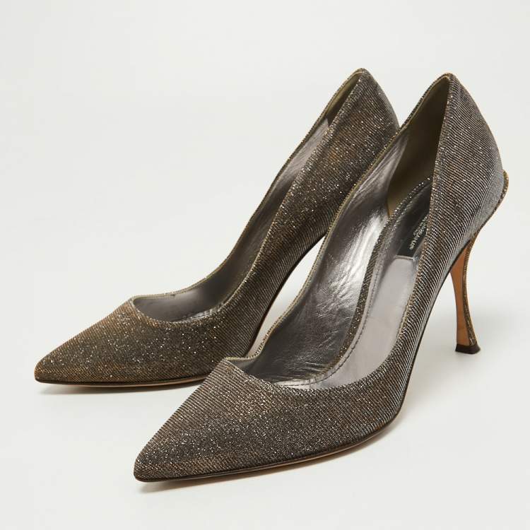 Pre Owned Dolce & Gabbana Metallic Lurex Fabric Lori Pumps Size 41
