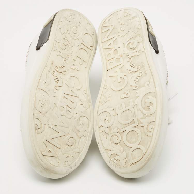 مملوكة مسبقًا Dolce & Gabbana White Leather Portofino Low Top Sneakers Size 38.5