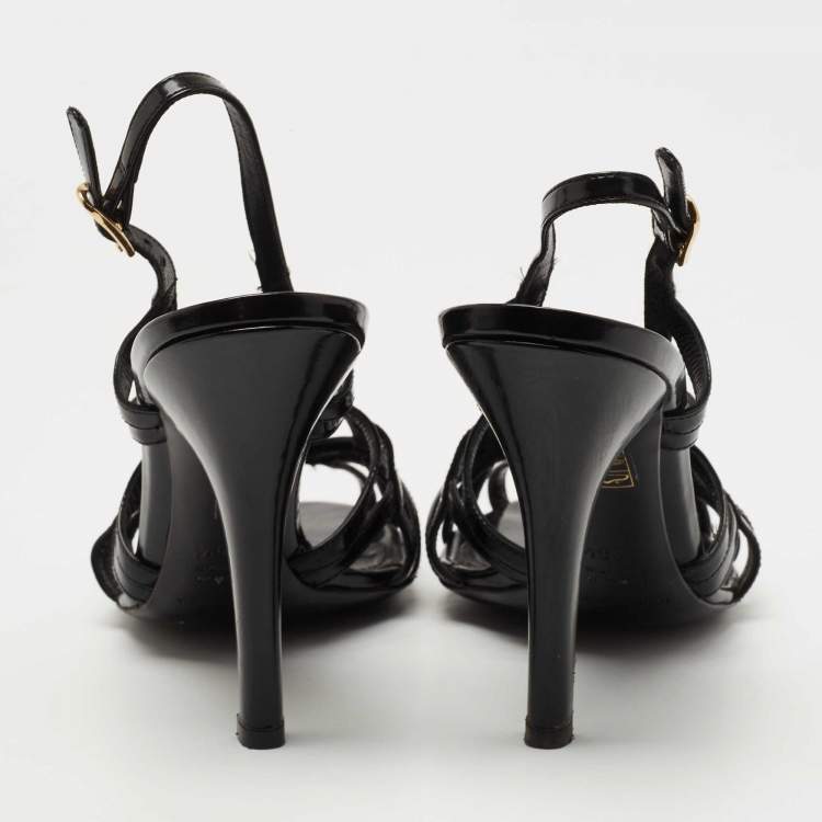 Pre Owned Dolce & Gabbana Black Leather Strappy Slingback Sandals Size 39.5