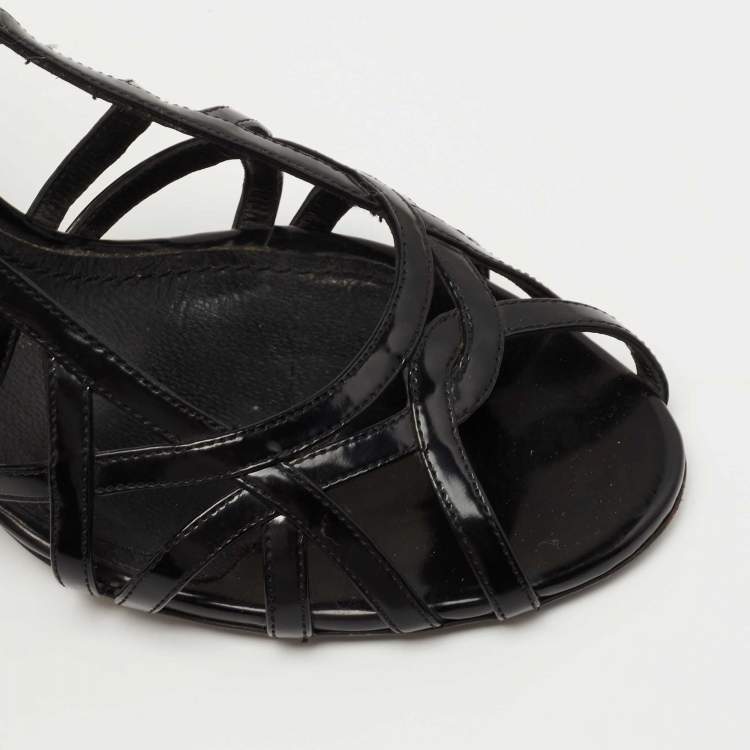 Pre Owned Dolce & Gabbana Black Leather Strappy Slingback Sandals Size 39.5