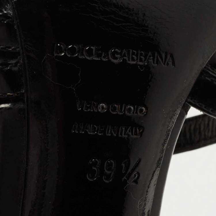 Pre Owned Dolce & Gabbana Black Leather Strappy Slingback Sandals Size 39.5