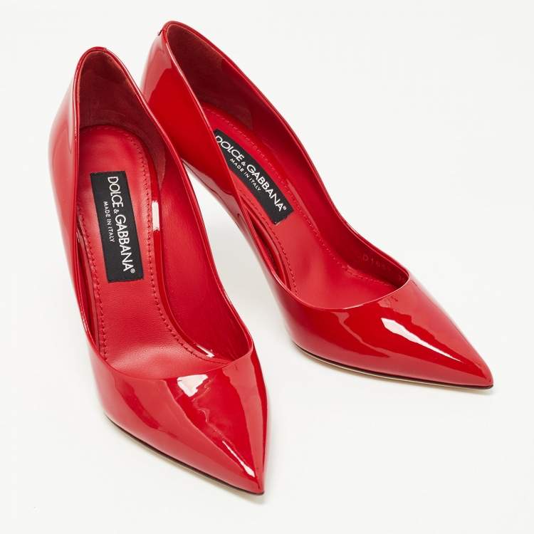 Pre Owned Dolce & Gabbana Red Patent Leather Pointed Toe Pumps Size 39