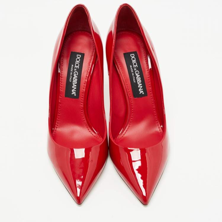 Pre Owned Dolce & Gabbana Red Patent Leather Pointed Toe Pumps Size 39